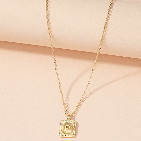 Hello Molly Jewelry Simple Square Letter Pendant Necklace P Poshmark